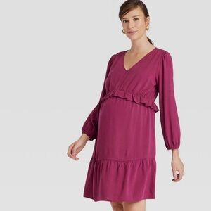 Isabel Maternity Long Sleeve Midi Dress